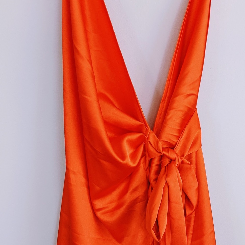 PLT orange tie wrap dress